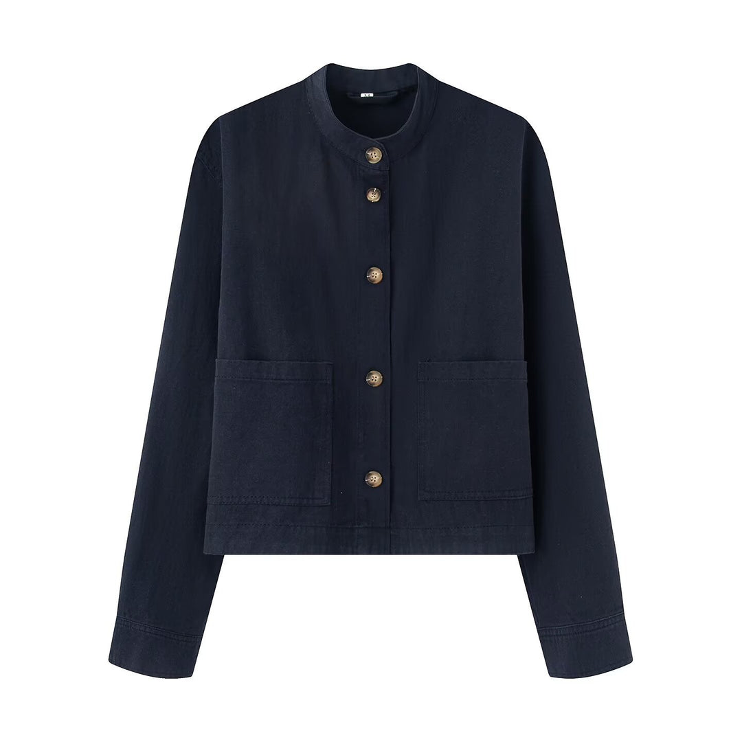 Damen Baumwolljacke mit Knopfleiste und praktischen Taschen Heidi-Mode