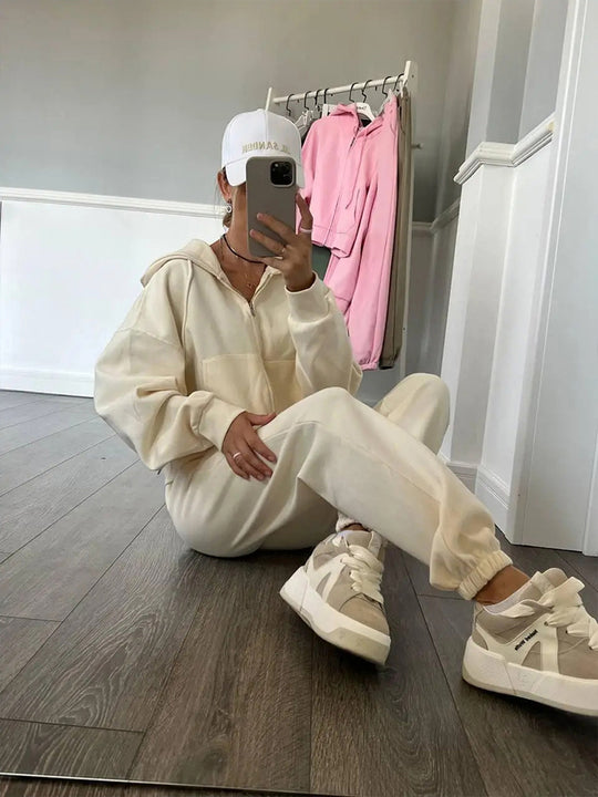 Damen sportliches Fleece-Jogginganzug-Set Heidi-Mode