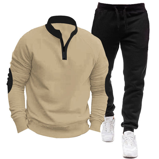 Herren Sportliches Hoodie- und Jogginganzug-Set mit kontrastierenden Ärmelakzenten Heidi-Mode