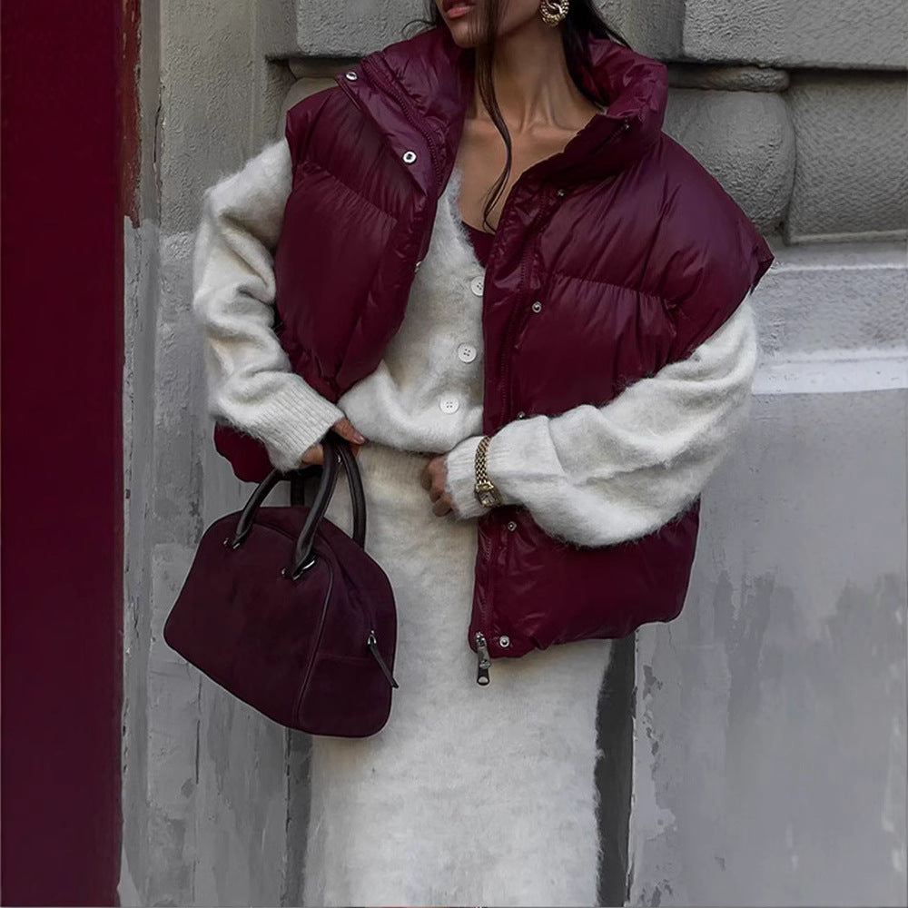 Damen Übergangsjacke im modischen Steppdesign mit hohem Kragen Heidi-Mode
