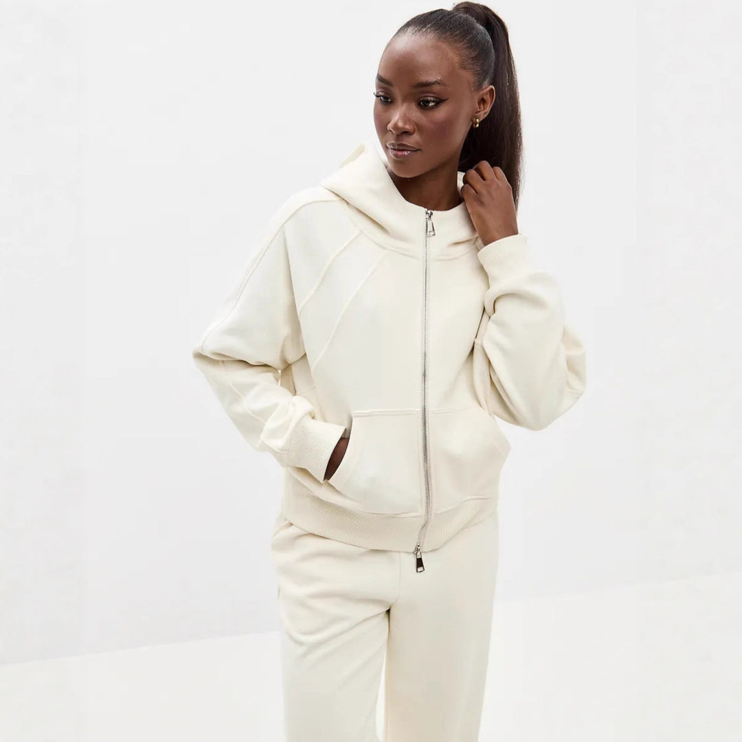 Damen komfortables Set aus Hoodie und Jogginghose mit Reißverschluss Heidi-Mode