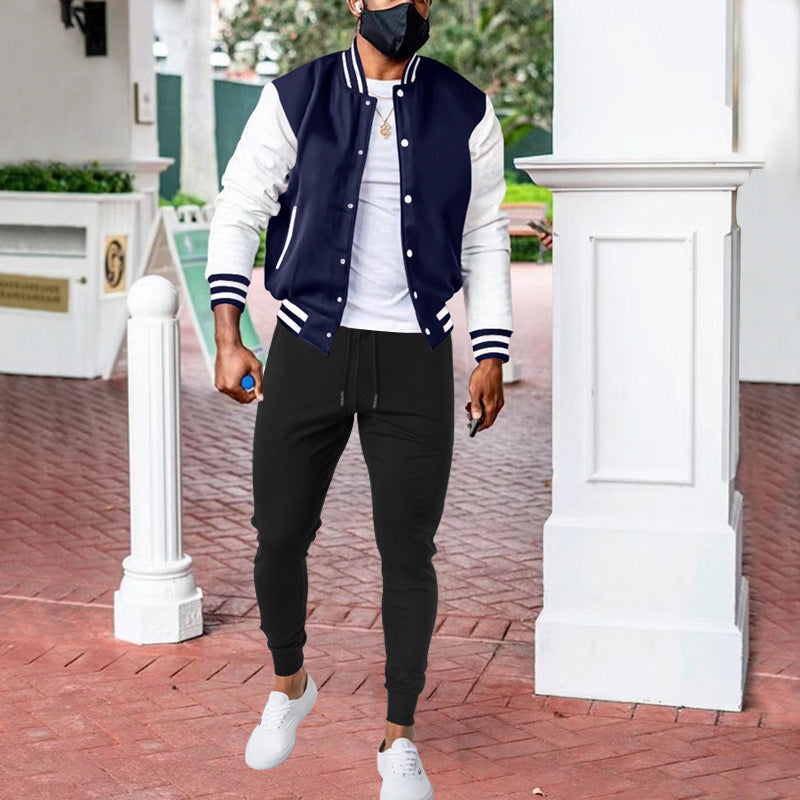 Herren sportliche Collegejacke mit praktischen Taschen und atmungsaktiver Baumwolle Heidi-Mode