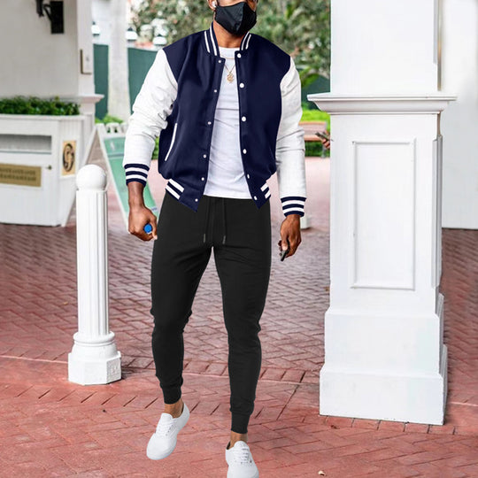 Herren sportliche Collegejacke mit praktischen Taschen und atmungsaktiver Baumwolle Heidi-Mode