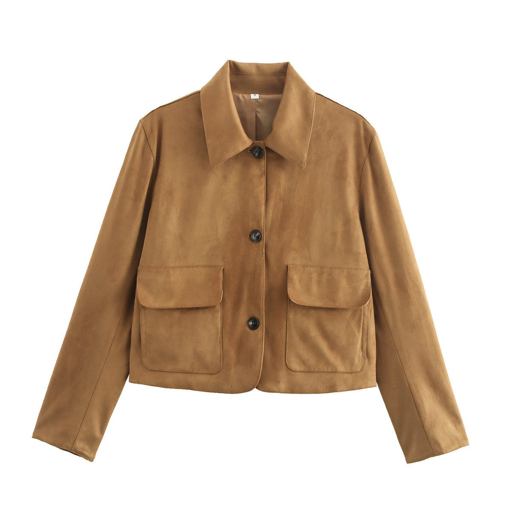 Damen modische Kurzjacke mit praktischen aufgesetzten Taschen Heidi-Mode