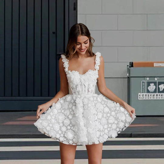 Damen Elegantes Maxikleid mit floralen Applikationen und transparenten Ärmeln Heidi-Mode