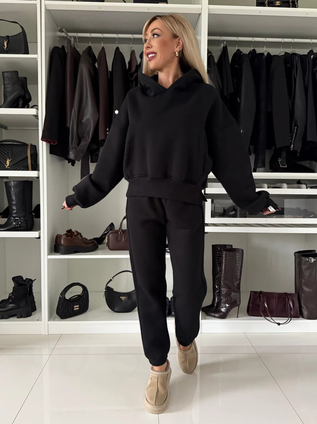 Damen Lässiges Sweatoutfit mit oversized Hoodie und bequemen Jogginghose Heidi-Mode