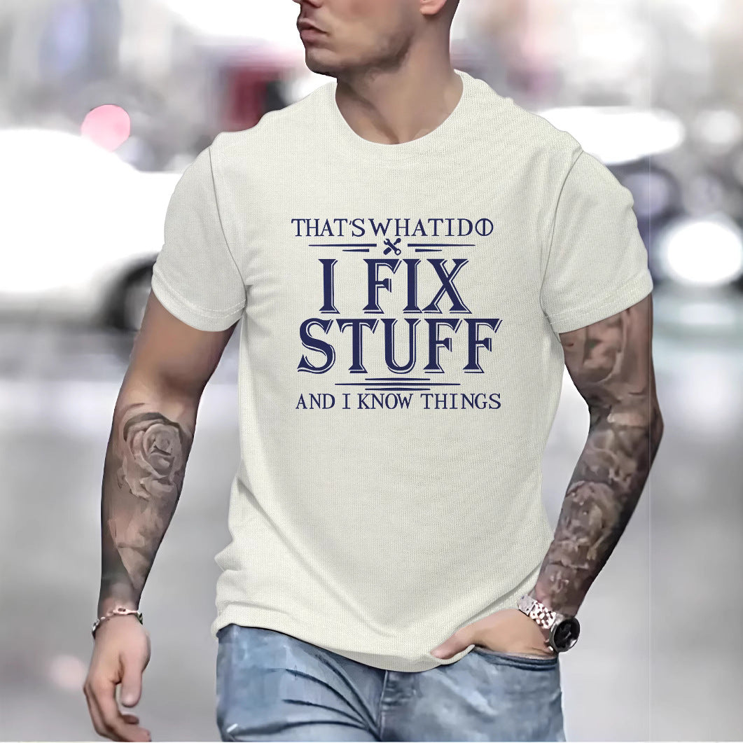 Herren T-Shirt mit humorvollem Aufdruck und hochwertiger Baumwollmischung Heidi-Mode