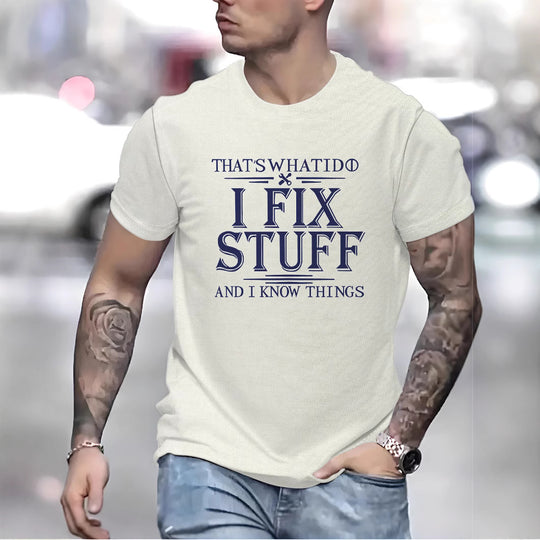 Herren T-Shirt mit humorvollem Aufdruck und hochwertiger Baumwollmischung Heidi-Mode