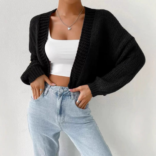 Damen Strukturierter Strick-Cardigan mit lässigem Schnitt Heidi-Mode