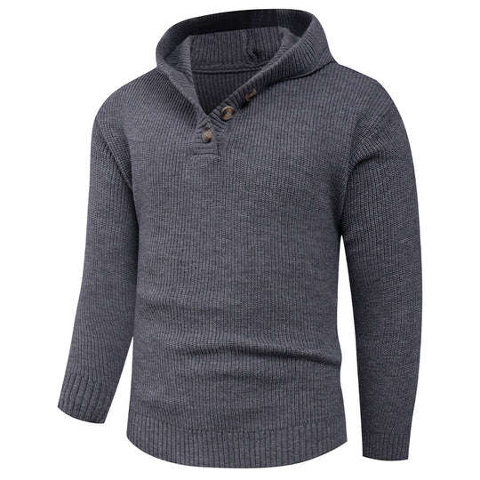 Herren Strickpullover mit hochabschließendem Kragen und Knopfdetails Heidi-Mode