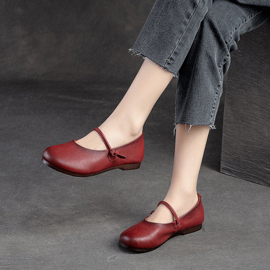 Damen Ballerinas aus hochwertigem Leder mit eleganter Schnalle Heidi-Mode