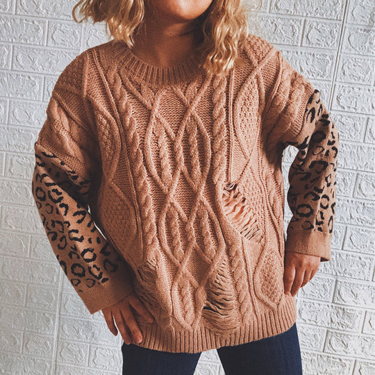 Damen lässiger Strickpullover mit modernem Muster und einzigartigen Details Heidi-Mode