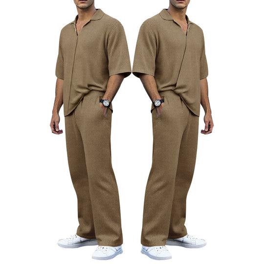 Herren elegantes Freizeit-Outfit aus weichem Strickmaterial mit lässigem Schnitt Heidi-Mode