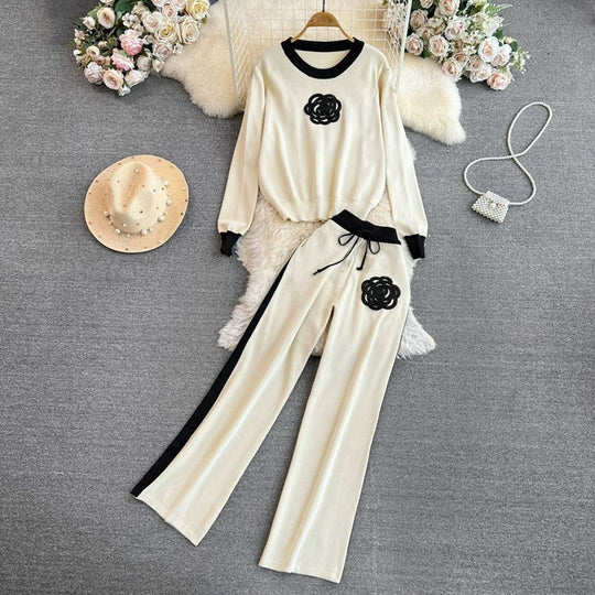 Damen elegantes und komfortables Freizeit-Set mit floralem Design Heidi-Mode