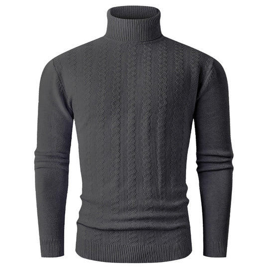 Herren stylischer Rollkragenpullover mit strukturiertem Zopfmuster und hochabschließendem Kragen Heidi-Mode