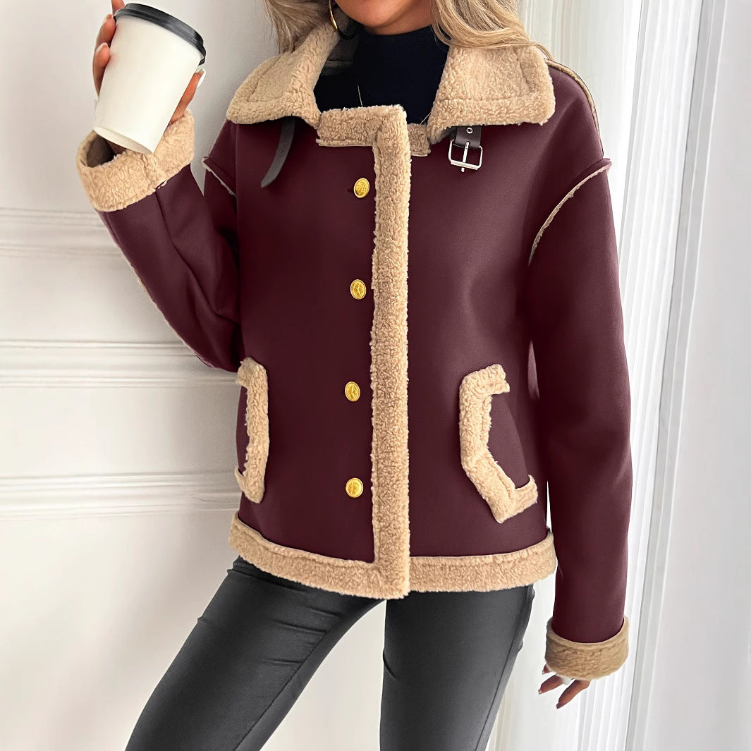 Damen Kurzjacke mit Kunstfellbesatz und praktischen Taschen Heidi-Mode