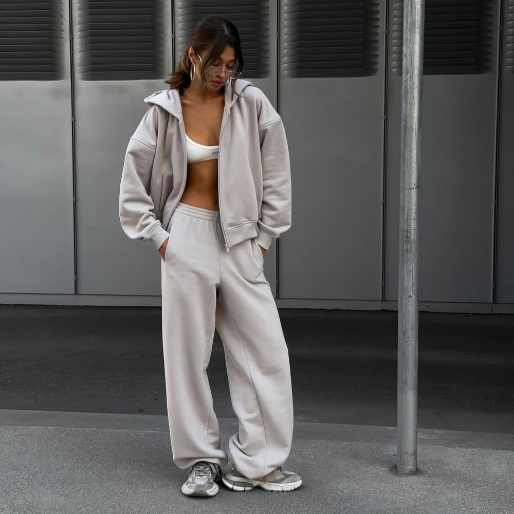 Damen Sportlicher Oversized Hoodie und weite Jogginghose Set Heidi-Mode