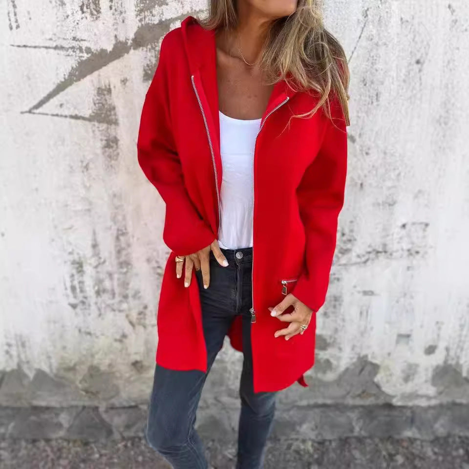 Damen Elegante Strickjacke mit Reißverschluss und Taschen Heidi-Mode