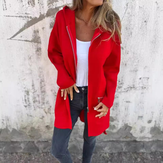 Damen Elegante Strickjacke mit Reißverschluss und Taschen Heidi-Mode