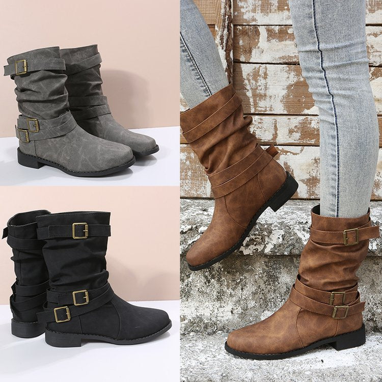 Damen Modische Stiefeletten mit verstellbaren Riemen und rutschfester Sohle Heidi-Mode
