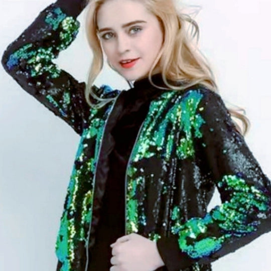 Damen Glamouröse Pailletten-Bomberjacke Heidi-Mode