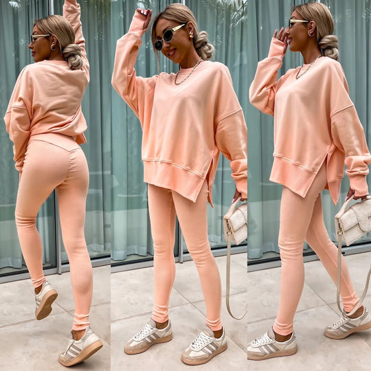 Damen lässiger Oversized-Sweater und leggings im Set Heidi-Mode