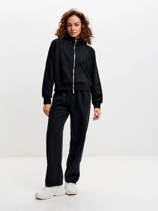 Damen komfortables Set aus Hoodie und Jogginghose mit Reißverschluss Heidi-Mode