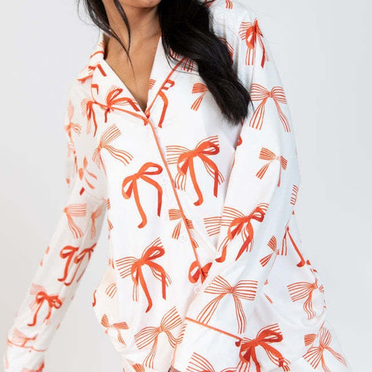 Damen Schlafanzug-Set mit hübschem Schleifenmuster Heidi-Mode