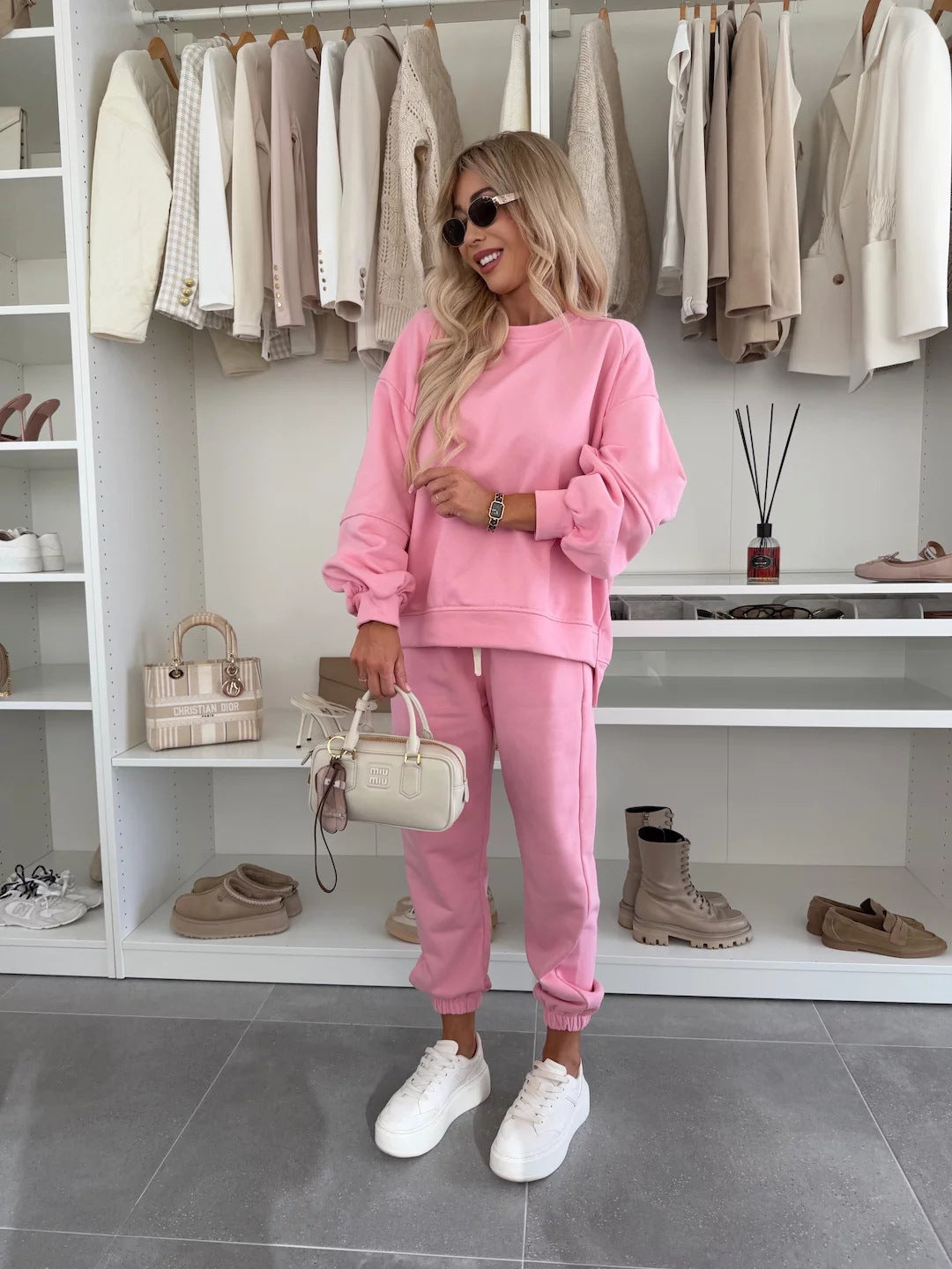 Damen Sportlicher Loungewear-Anzug mit elastischen Bündchen und weitem Schnitt Heidi-Mode