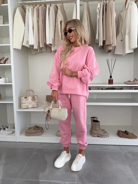 Damen Sportlicher Loungewear-Anzug mit elastischen Bündchen und weitem Schnitt Heidi-Mode