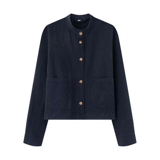 Damen Baumwolljacke mit Knopfleiste und praktischen Taschen Heidi-Mode