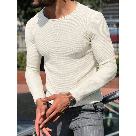 Herren Langarm T-Shirt mit strukturiertem Gewebe Heidi-Mode