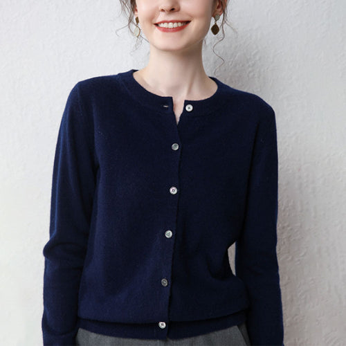 Damen Feinstrick Cardigan mit Knopfleiste und weichem Material Heidi-Mode