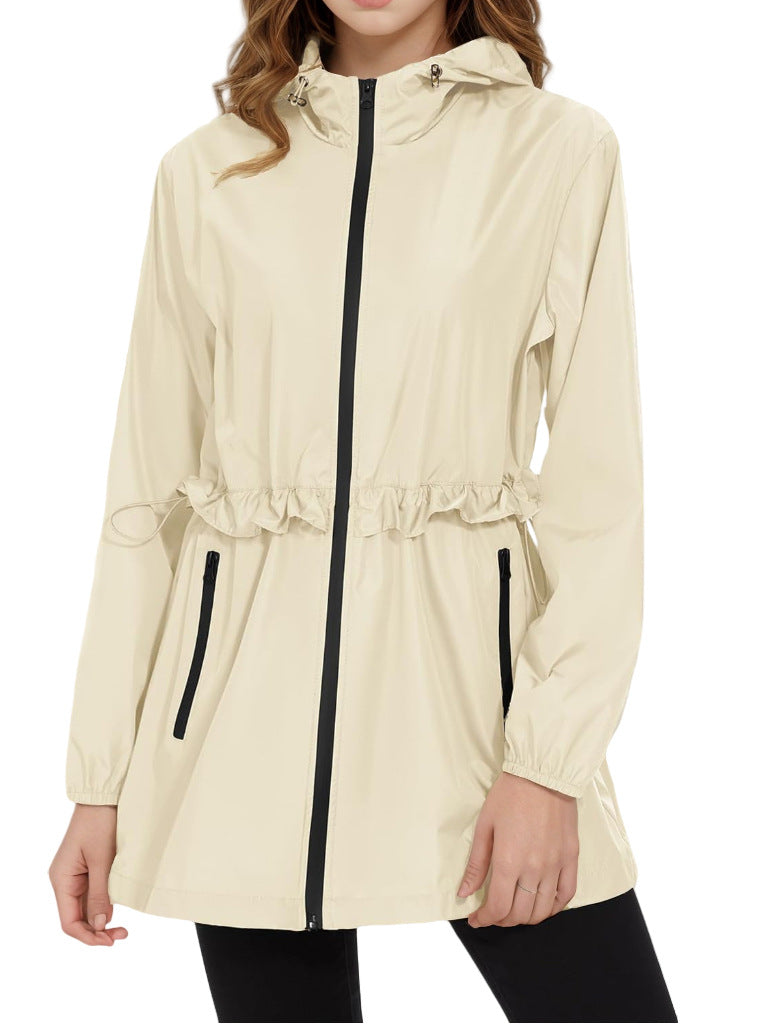 Damen Leichte Übergangsjacke mit verstellbarem Kordelzug und seitlichen Taschen Heidi-Mode