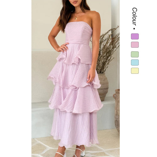 Damen Elegantes Wickelmaxikleid mit voluminösen Rüschendetails Heidi-Mode