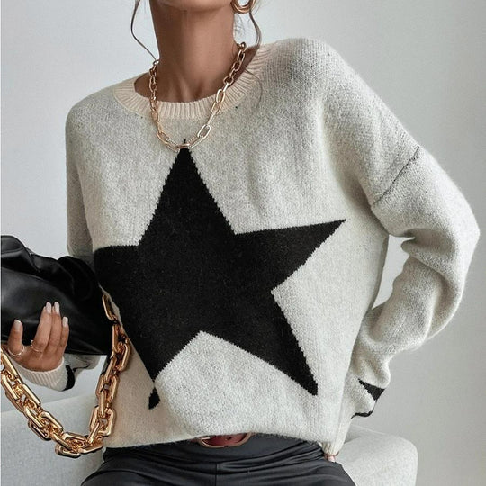 Damen Großer Stern Pullover Heidi-Mode