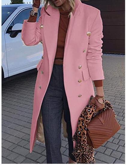 Damen Eleganter Doppelreiher-Mantel mit goldenen Knöpfen und taillierter Passform Heidi-Mode