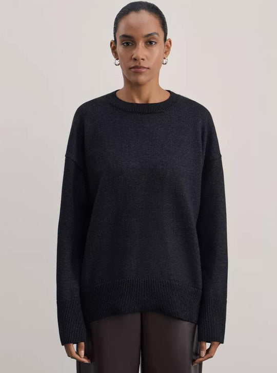 Damen weicher Strickpullover mit lässigem Schnitt und hochgeschlossenem Hals Heidi-Mode