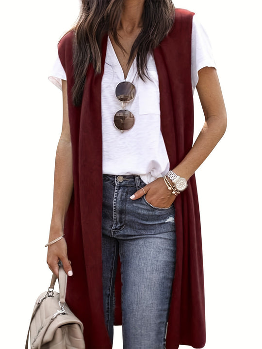 Damen longitudinaler Strickmantel mit Seitenschlitzen Heidi-Mode