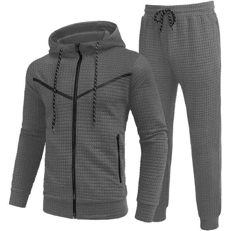 Herren Fleece-Jogginganzug mit strukturiertem Design Heidi-Mode