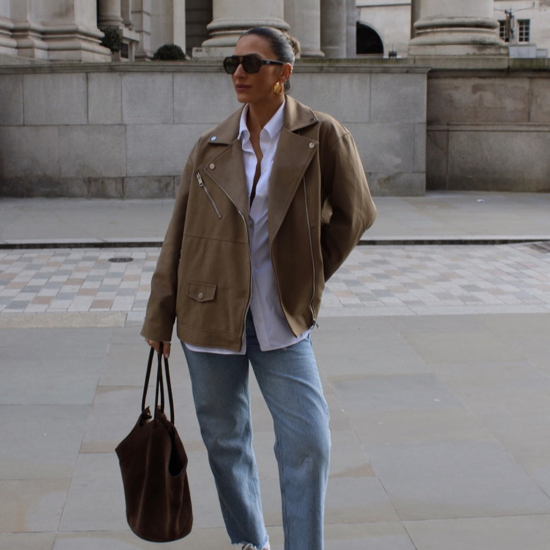 Damen Bikerjacke aus hochwertigem Kunstleder Heidi-Mode