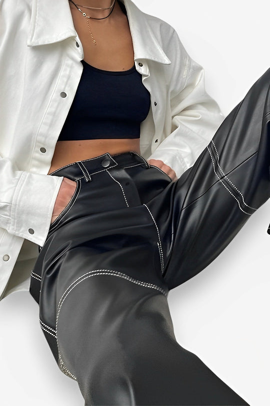 Heidi-Mode | Hoch Taillierte PU-Lederhose