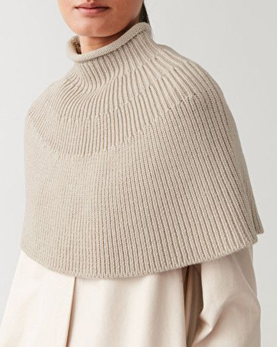 Damen Strickcape mit hochgeschlossenem Kragen Heidi-Mode