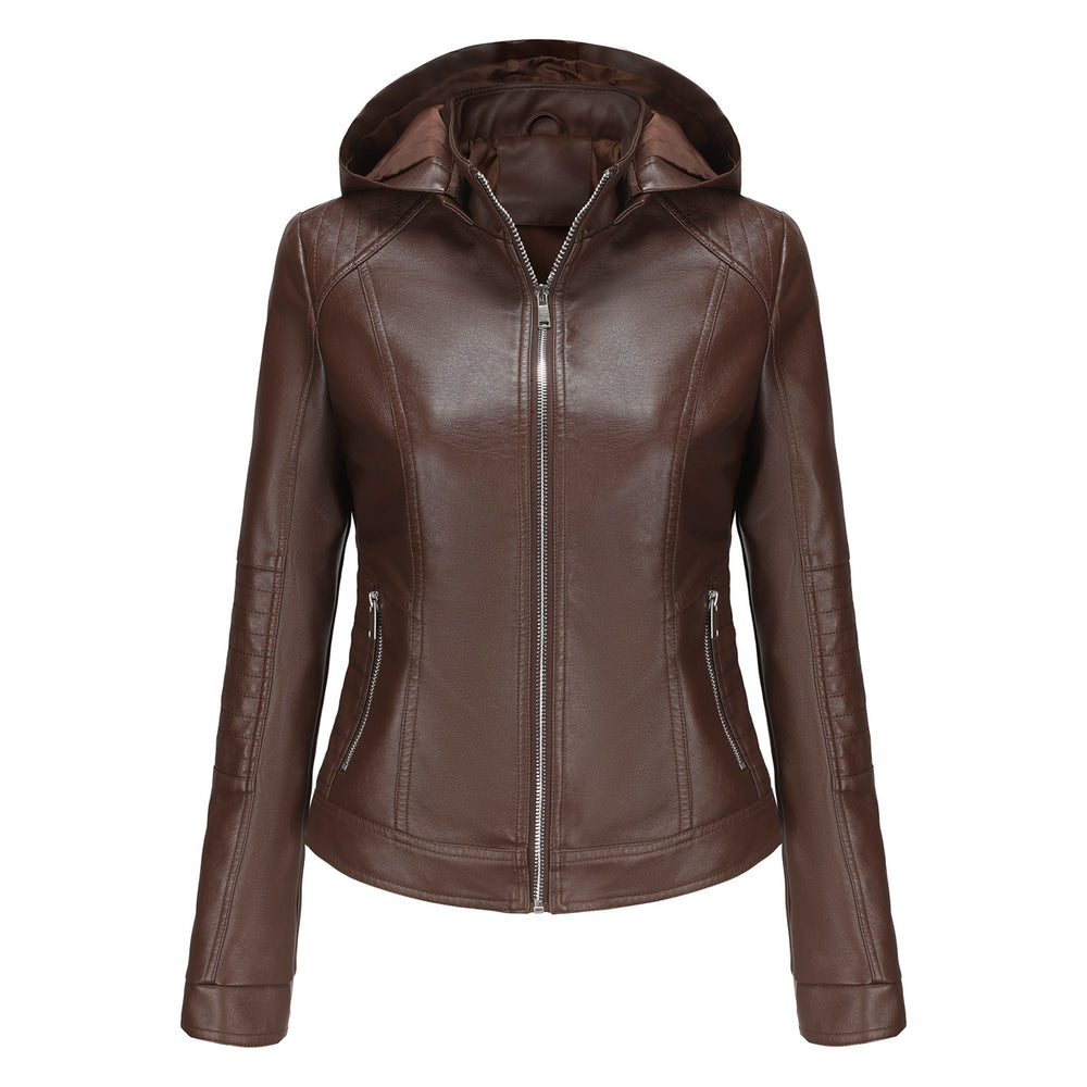 Damen Kapuzenjacke aus hochwertigem Kunstleder Heidi-Mode