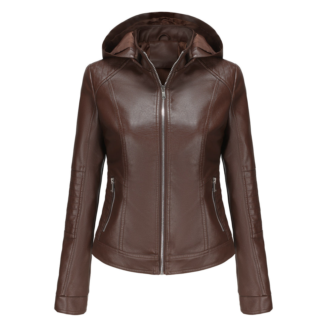 Damen Kapuzenjacke aus hochwertigem Kunstleder Heidi-Mode