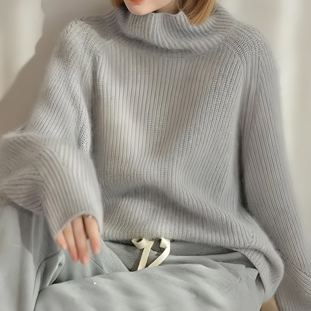 Damen Kuscheliger Rollkragenpullover aus weicher Baumwolle Heidi-Mode