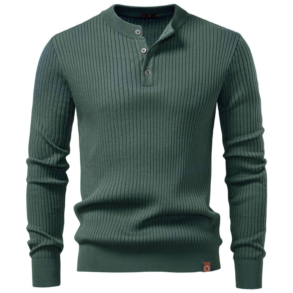 Herren Strickpullover mit feinem Rippenmuster und modischem Knopfdetail Heidi-Mode