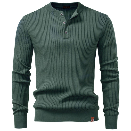 Herren Strickpullover mit feinem Rippenmuster und modischem Knopfdetail Heidi-Mode