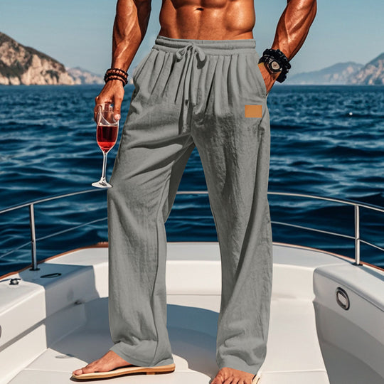 Herren Leichte Sommerhose mit elastischem Bund und seitlichen Taschen Heidi-Mode