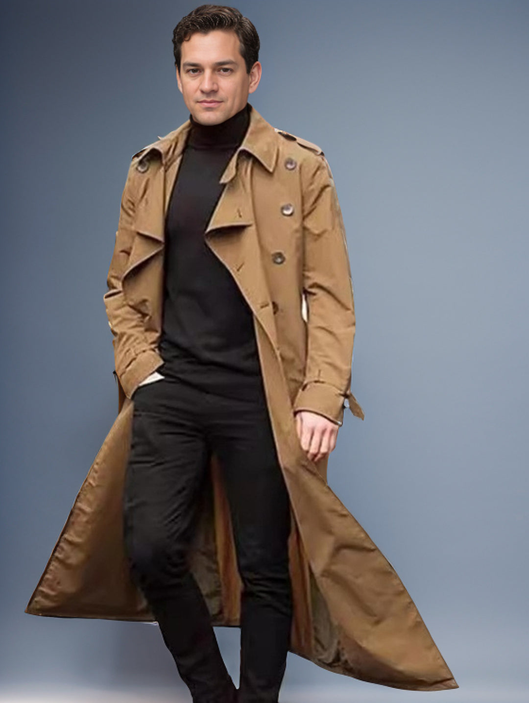 Herren Langer Trenchcoat Heidi-Mode